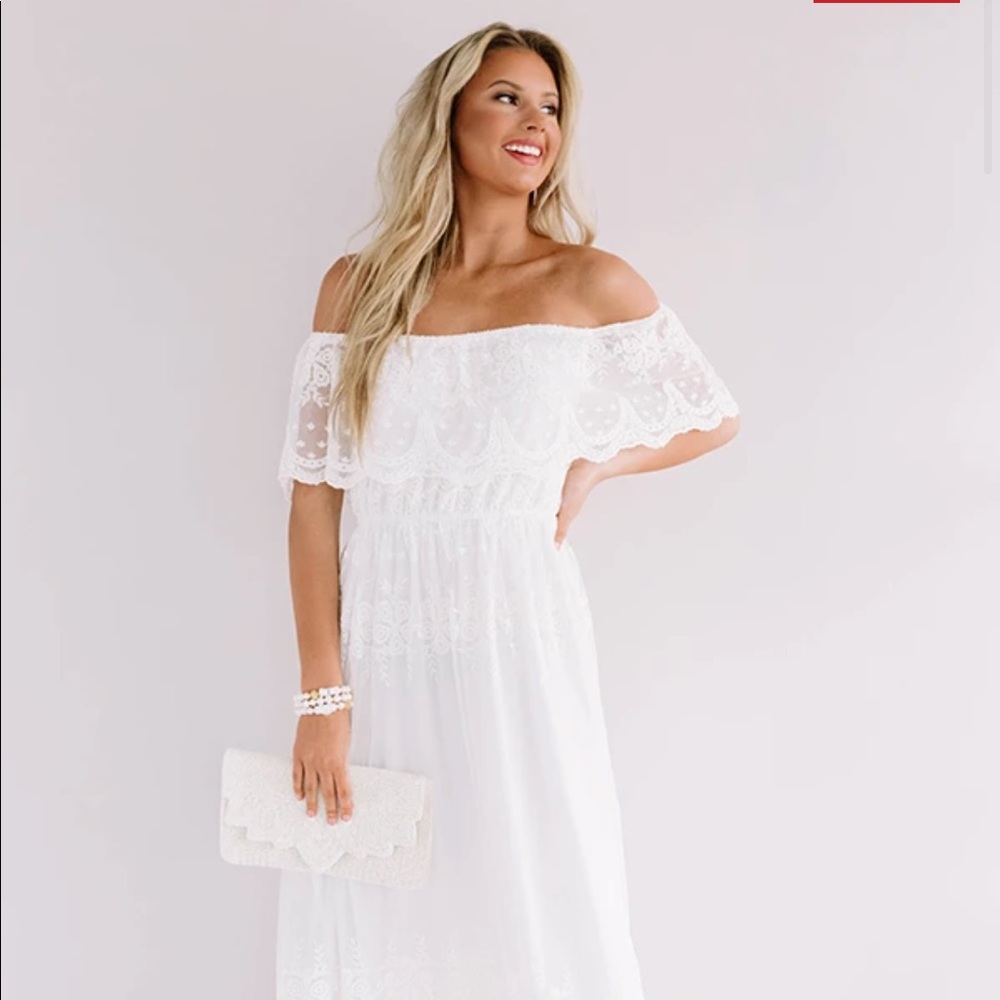 White off the shoulder maxi dress - worn once